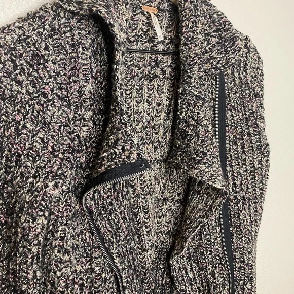 Free People Asymmetrical Speckled Moto Zip Jacket | Size XSmall - Picture 4 of 5